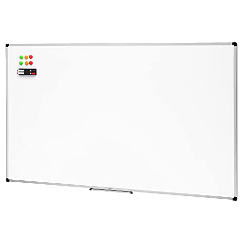 AmazonBasics Magnetisches Whiteboard mit Stiftablage und Aluminiumleisten, trocken abwischbar, 90 x 60 cm (B x H)
