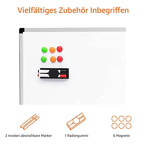 AmazonBasics Magnetisches Whiteboard mit Stiftablage und Aluminiumleisten, trocken abwischbar, 90 x 60 cm (B x H) - 3