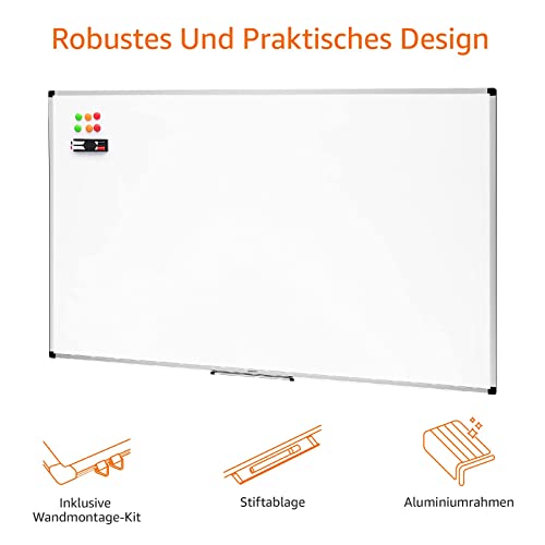 AmazonBasics Magnetisches Whiteboard mit Stiftablage und Aluminiumleisten, trocken abwischbar, 90 x 60 cm (B x H) - 4
