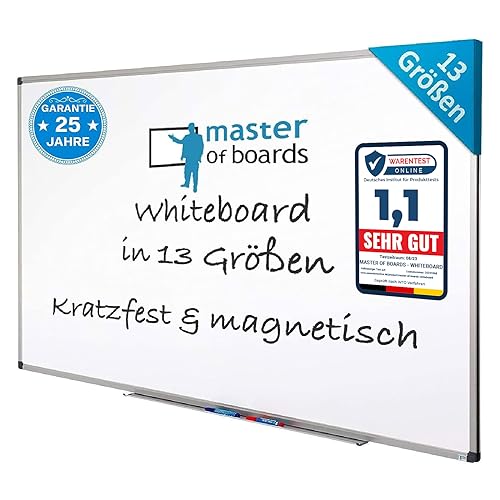 MOB Profi-Whiteboard Magnettafel - 120x90cm - emailliert, Alurahmen, magnetisch - für Büro, Gewerbe und Privat