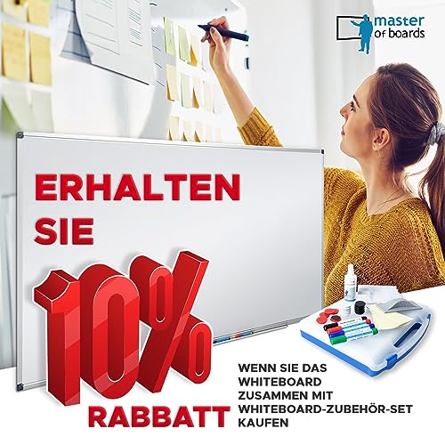 MOB Profi-Whiteboard Magnettafel – 120x90cm – emailliert, Alurahmen, magnetisch – für Büro, Gewerbe und Privat - 5