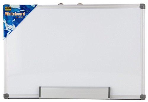 Idena 568019 Whiteboard, Alu-Rahmen, ca. 40 x 60 cm, mit Stiftablage (2er Pack, nur Whiteboard)