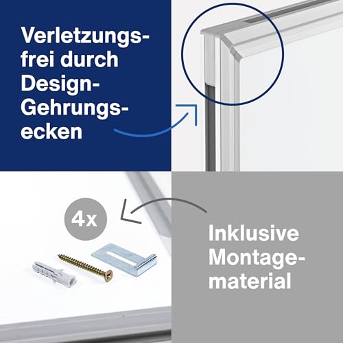 magnetoplan Whiteboard SP 120 x 90 cm, in weiteren Größen auswählbar, mit speziallackierter Oberfläche, Metallrückwand, inklusive Befestigungsmaterial - 7