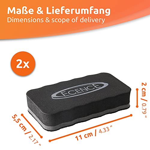 ECENCE Whiteboard Schwamm 2er Set – Reinigung von Flipcharts, Magnet-Pinnwänden – Trockenreinigung metallischer Oberflächen – Gründliche Reinigung, saubere Hände – magnetische Schwämmchen 11030201 - 2