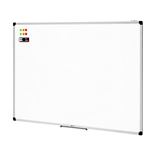 AmazonBasics Magnetisches Whiteboard mit Stiftablage und Aluminiumleisten, trocken abwischbar, 120 cm x 90 cm (B x H)