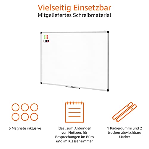 AmazonBasics Magnetisches Whiteboard mit Stiftablage und Aluminiumleisten, trocken abwischbar, 120 cm x 90 cm (B x H) - 4
