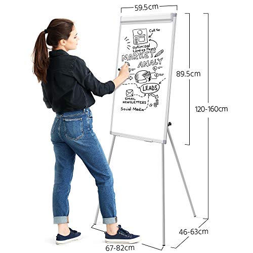 Yaheetech Flipchart Whiteboard mit Ständer magnetisch weiß für Büro verstellbar, 60 x 90 cm mit Alurahmen klappbar - 2