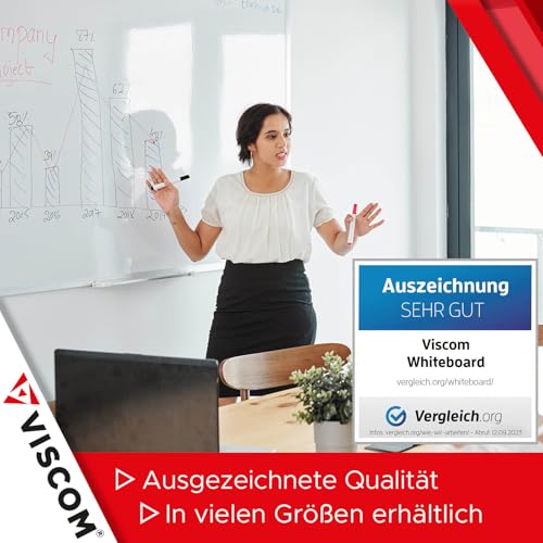 VISCOM Whiteboard – 200 x 100 cm – Magnettafel – Magnetwand mit Alurahmen, Magnetisch, Kratzfest, Beschreibbar, Weitere Größen Wählbar - 2