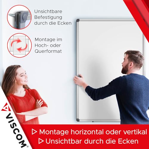 VISCOM Whiteboard – 200 x 100 cm – Magnettafel – Magnetwand mit Alurahmen, Magnetisch, Kratzfest, Beschreibbar, Weitere Größen Wählbar - 3