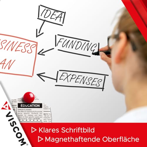 VISCOM Whiteboard – 200 x 100 cm – Magnettafel – Magnetwand mit Alurahmen, Magnetisch, Kratzfest, Beschreibbar, Weitere Größen Wählbar - 4