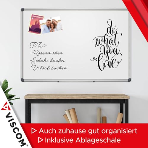 VISCOM Whiteboard – 200 x 100 cm – Magnettafel – Magnetwand mit Alurahmen, Magnetisch, Kratzfest, Beschreibbar, Weitere Größen Wählbar - 5