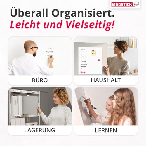 DIN A1 Magstick® Whiteboard-Folie selbstklebend I flexibler Haftgrund für Magnete I XL Ferrofolie in weiß, beschreibbar, nass abwischbar I mag_085 - 8