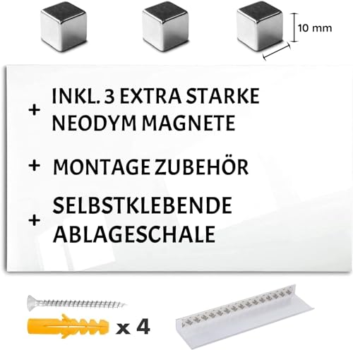 Glas-Whiteboard | Arte | Premiumweiß | Sicherheitsglas | Rahmenlos mit Schwebe-Effekt | Magnethaftend (120 x 180 cm) - 2