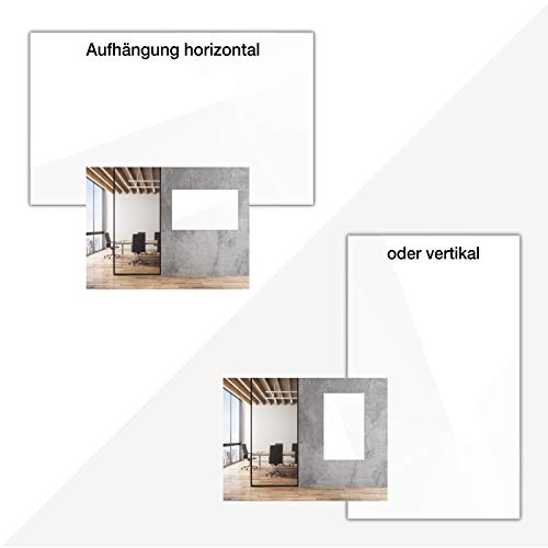 Glasmagnettafel in reinem Weiß | rahmenloses Magnetboard | Whiteboard aus TÜV-zertifiziertem Glas magnetisch & beschreibbar | einfache Montage mit Bohrschablone | 7 Größen (120x180 cm) - 4