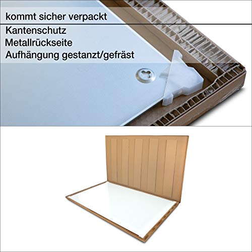 Glasmagnettafel in reinem Weiß | rahmenloses Magnetboard | Whiteboard aus TÜV-zertifiziertem Glas magnetisch & beschreibbar | einfache Montage mit Bohrschablone | 7 Größen (120x180 cm) - 7