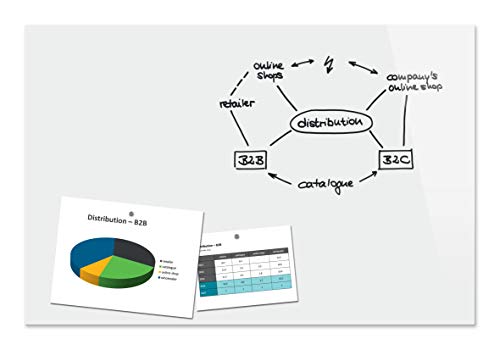 Be!Board B1300 Große Glas-Magnettafel / Whiteboard rein-weiß, 90 x 60 cm