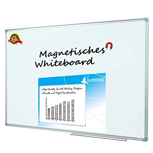Lockways Whiteboard - Magnetisch Stabiler Tafel - praktische Weißtafel 90 x 120 cm, silbrig Metall Rahmen für Schule, Wohnung und Büro