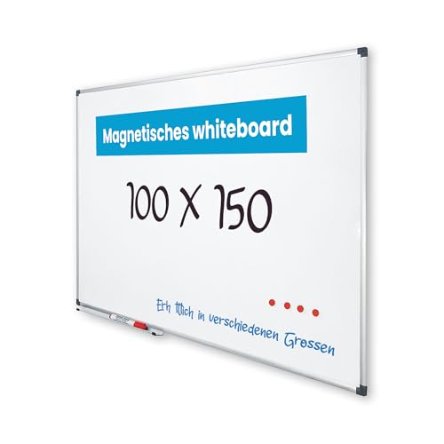 Vivol Eco Magnetic Whiteboard 100x150 | Aluminium Rahmen | Magnettafel Whiteboardwand Magnetwand | Stiftablage | 14 Größen | Magnetisch und Beschreibbar