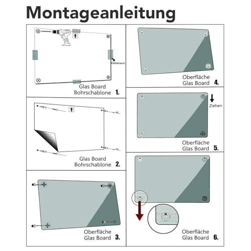 Premium Glas-Magnettafel beschreibbar | TÜV-geprüft | Whiteboard rahmenlos mit Schwebe-Effekt | Pinnwand magnetisch aus Sicherheitsglas | 7 Größen (60 x 90 cm) - 8