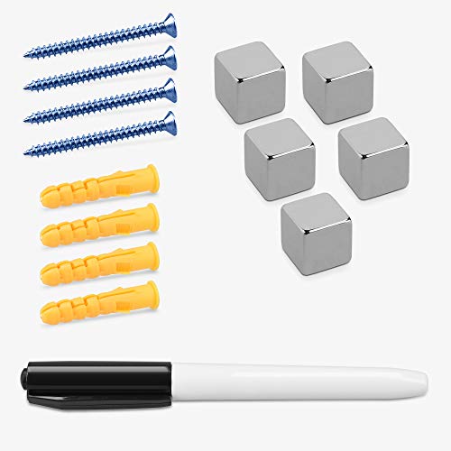 Navaris Magnettafel Magnetboard aus Glas - 90x60 cm Tafel magnetisch zum Beschriften - Magnetwand in Reinweiß - inkl. Magnete Stift Halterung - 3