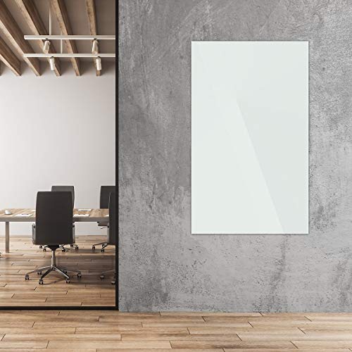 Whiteboard | Sicherheitsglas | BxH 90 x 60 cm | Articweiss | Glastafel Moderationstafel Memoboard