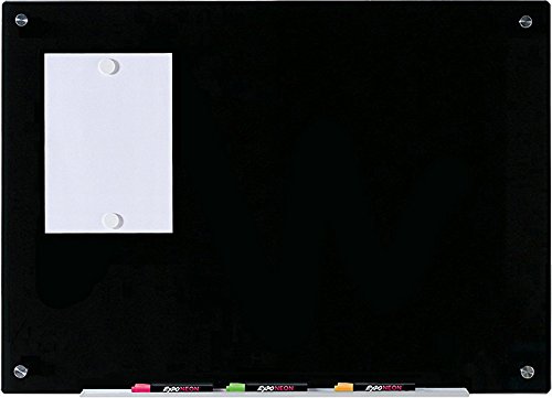 Schwarz Glas-Magnettafel leicht abwischbar - 60 cm x 90 cm - 23 5/8" x 35 1/2" - inklusive Brett, Magneten, Halter für Board-Marker
