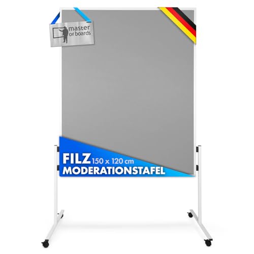 Moderationstafel Filz | doppelseitig | mit Rollen | Höhe: 185 cm | Farbe wählbar (grau)